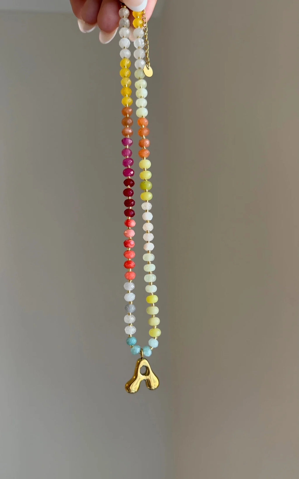 Colourful Initial Necklace – 18K Gold-Plated Stainless Steel