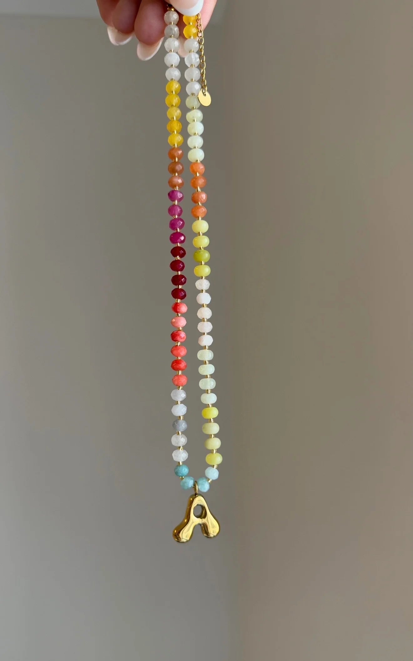 Colourful Initial Necklace – 18K Gold-Plated Stainless Steel
